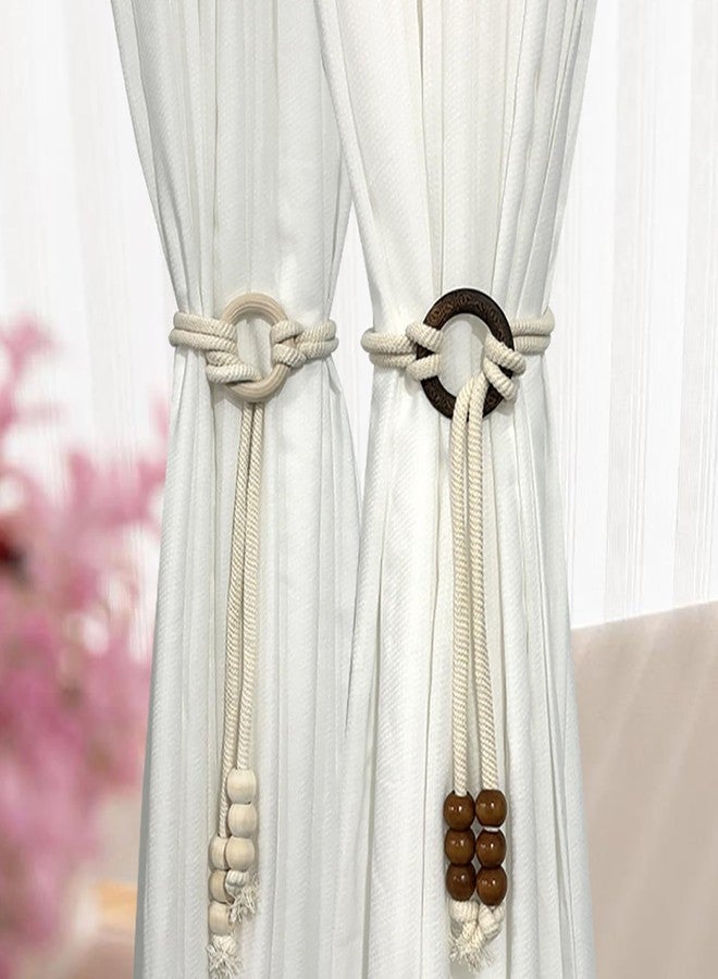SUSOYAOCHEN 2 Pack Curtain Tiebacks Hand-Woven Decorative Curtain Holdbacks Rope with Outdoor Farmhouse Tie Backs for Curtains Home Office Hotel Decorative (Brown) - Image 3